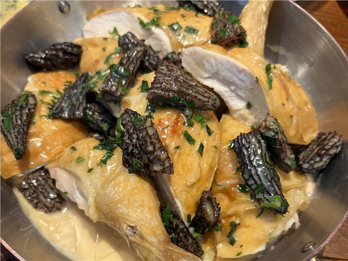 roast chicken with morels